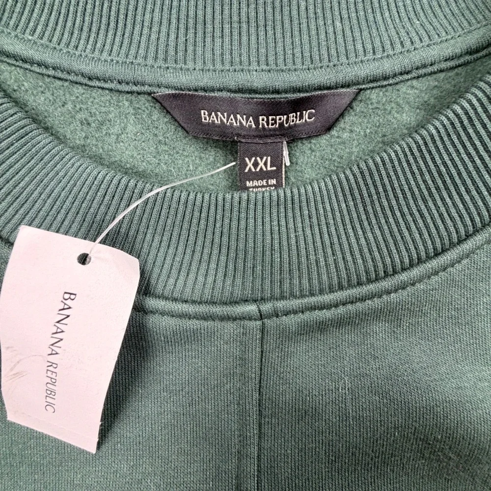 NWT Banana Republic Mens XXL Forest Green Oversized‎ Fleece Crewneck Sweatshirt